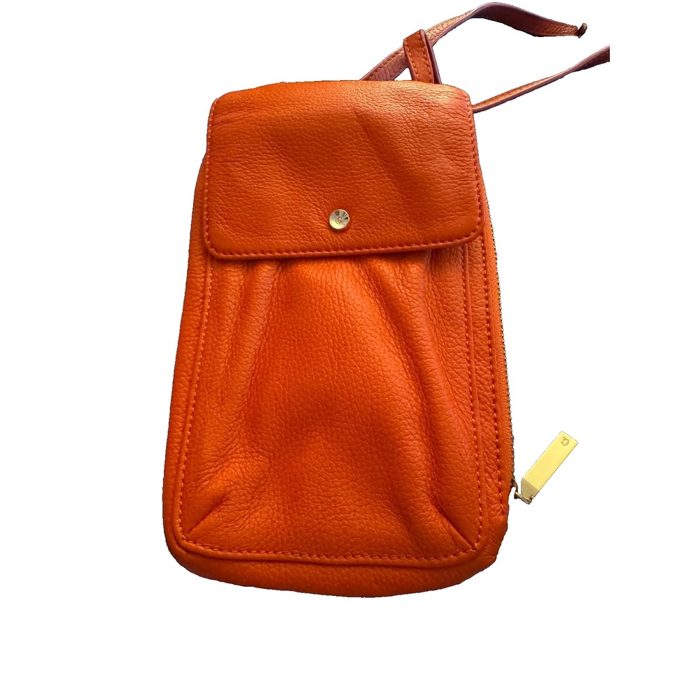 G.I.L.I.‎ Orange Pebble Leather Small Crossbody Bag